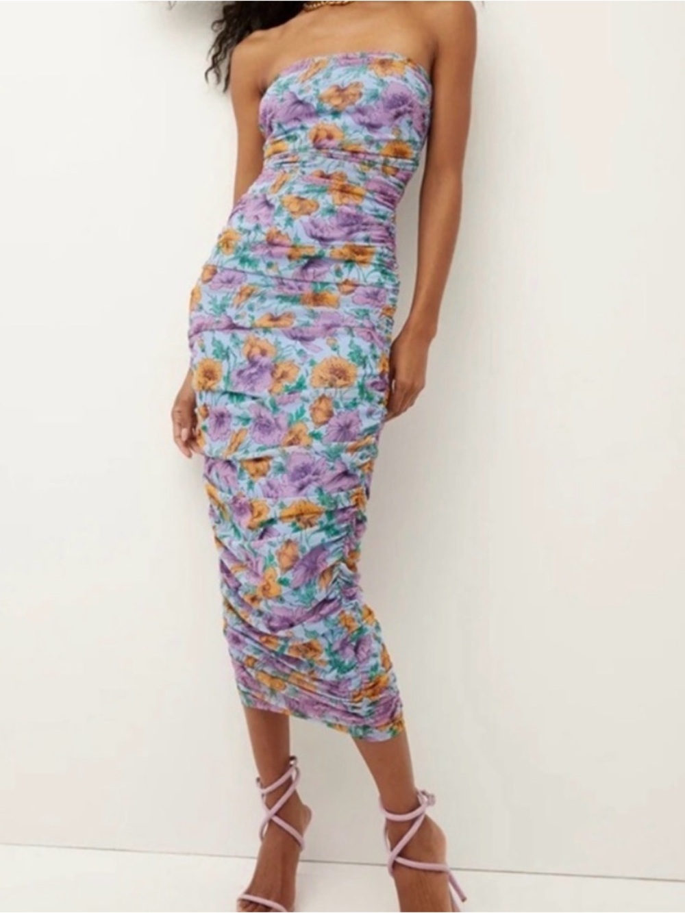 Never Worn Veronica Beard Floral Strapless Ruched Midi Dress